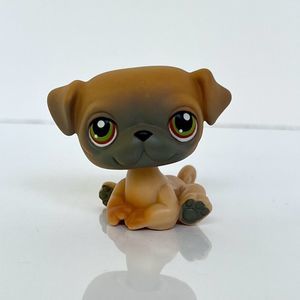 Littlest Pet Shop #2 Pug Puppy Dog w/Red/Green Eyes 2004 Pink Magnet Hasbro LPS